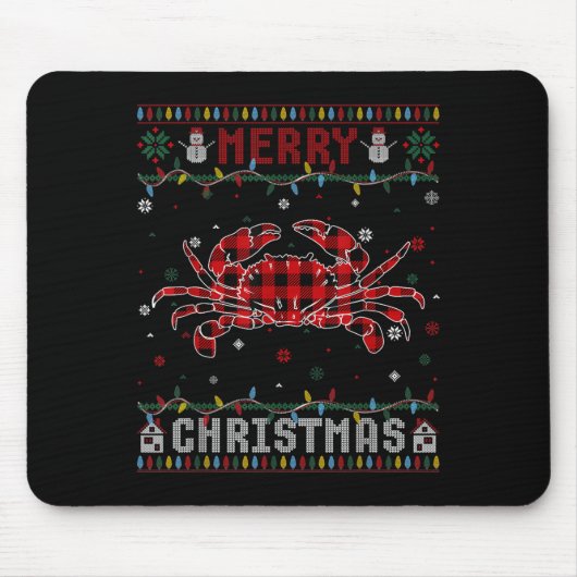 Funny Xmas Lighting Crab Lovers Ugly Christmas Swe Muismat (Voorkant)
