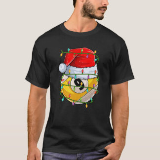Funny Xmas Lighting Santa Billiards 9 Ball Christm T-shirt