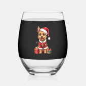 Funny Xmas Lighting Santa Border Terrier Dog Chris Wijnglas Zonder Voet (Voorkant)
