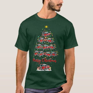 Funny Xmas Lighting Santa Hat Fire Engine Christma T-shirt