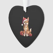 Funny Xmas Lighting Santa Hat Tamaskan Dog Christm Ornament (voorkant)