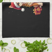 Funny Xmas Lighting Santa Hat Tamaskan Dog Christm Theedoek (Gevouwen)