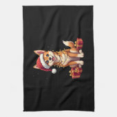 Funny Xmas Lighting Santa Hat Tamaskan Dog Christm Theedoek (Verticaal)