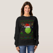 Funny Xmas Lighting Santa Hat Ugly Pickleball Chri Trui (Voorkant volledig)