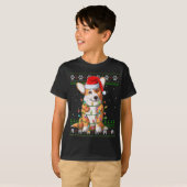 Funny Xmas Lighting Santa Hat Ugly Welsh Corgi Chr T-shirt (Voorkant volledig)