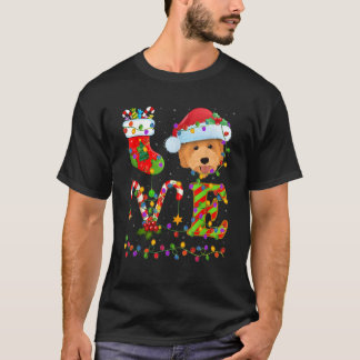Funny Xmas Lighting Santa Love Goldendoodle Dog Ch T-shirt