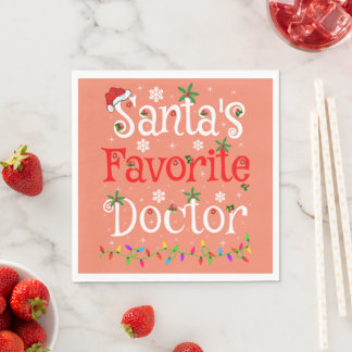 Funny Xmas Lighting Santa's Favorite Doctor Xmas Servet