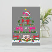Funny Xmas Lighting Sewing Machine Christmas Tree Kaart (Staand voorkant)