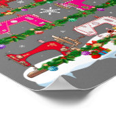 Funny Xmas Lighting Sewing Machine met kerstboom Poster (Hoek)