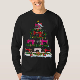 Funny Xmas Lighting Sewing Machine met kerstboom T-shirt