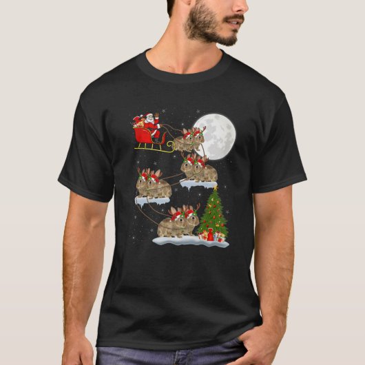 Funny Xmas Lighting Tree Santa Riding Bunny Christ T-shirt (Voorkant)