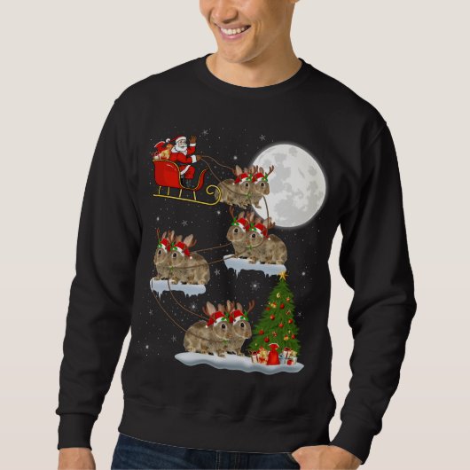 Funny Xmas Lighting Tree Santa Riding Bunny Christ Trui (Voorkant)