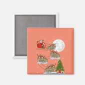 Funny Xmas Lighting Tree Santa Riding Bunny Xmas Magneet (Voorkant / Achterkant)