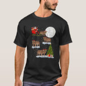Funny Xmas Lighting Tree Santa Riding Caracal Chri T-shirt (Voorkant)