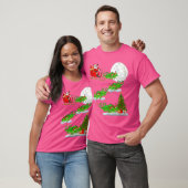 Funny Xmas Lighting Tree Santa Riding Chameleon T-shirt (Unisex)