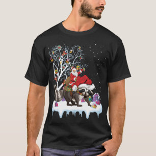 Funny Xmas Lighting Tree Santa Riding Chri T-shirt