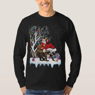 Funny Xmas Lighting Tree Santa Riding Chri T-shirt