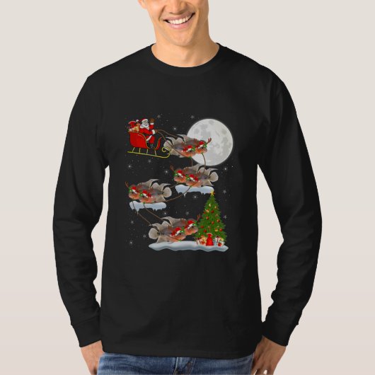 Funny Xmas Lighting Tree Santa Riding Cichlid T-shirt (Voorkant)