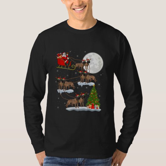 Funny Xmas Lighting Tree Santa Riding Coonhound T-shirt (Voorkant)