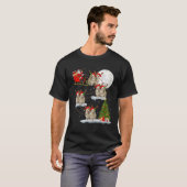 Funny Xmas Lighting Tree Santa Riding Corgi T-shirt (Voorkant volledig)