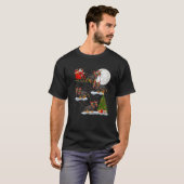 Funny Xmas Lighting Tree Santa Riding Doberman Dog T-shirt (Voorkant volledig)