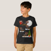 Funny Xmas Lighting Tree Santa Riding Doberman Dog T-shirt (Voorkant volledig)