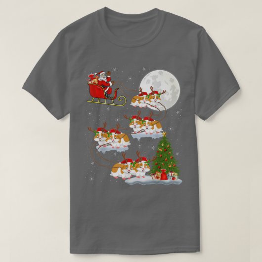 Funny Xmas Lighting Tree Santa Riding Hamster Chri T-shirt (Design voorkant)