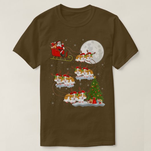 Funny Xmas Lighting Tree Santa Riding Hamster Chri T-shirt (Design voorkant)