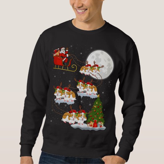 Funny Xmas Lighting Tree Santa Riding Hamster Chri Trui (Voorkant)