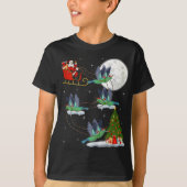 Funny Xmas Lighting Tree Santa Riding Hummingbird T-shirt (Voorkant)