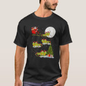 Funny Xmas Lighting Tree Santa Riding Iguana Chris T-shirt (Voorkant)