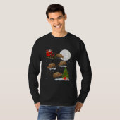 Funny Xmas Lighting Tree Santa Riding Kiwi Bird T-shirt (Voorkant volledig)