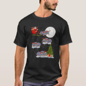 Funny Xmas Lighting Tree Santa Riding Moles T-shirt (Voorkant)