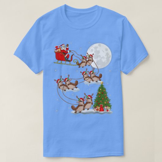 Funny Xmas Lighting Tree Santa Riding Platypus Chr T-shirt (Design voorkant)