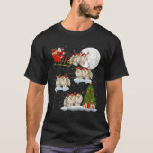 Funny Xmas Lighting Tree Santa Riding Pommeren C T-shirt (Voorkant)