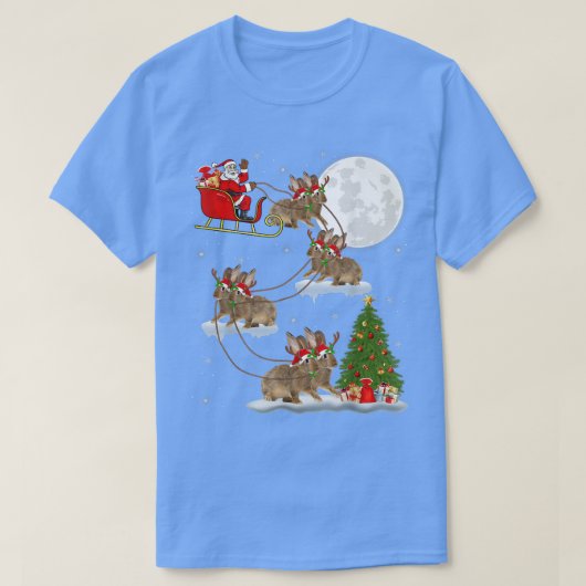 Funny Xmas Lighting Tree Santa Riding Rabbit Chris T-shirt (Design voorkant)