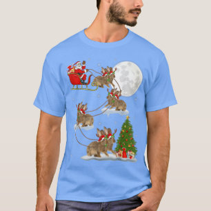 Funny Xmas Lighting Tree Santa Riding Rabbit Chris T-shirt