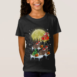 Funny Xmas Lighting Tree Santa Riding Rabbit Chris T-shirt