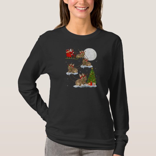 Funny Xmas Lighting Tree Santa Riding Rabbit Chris T-shirt (Voorkant)