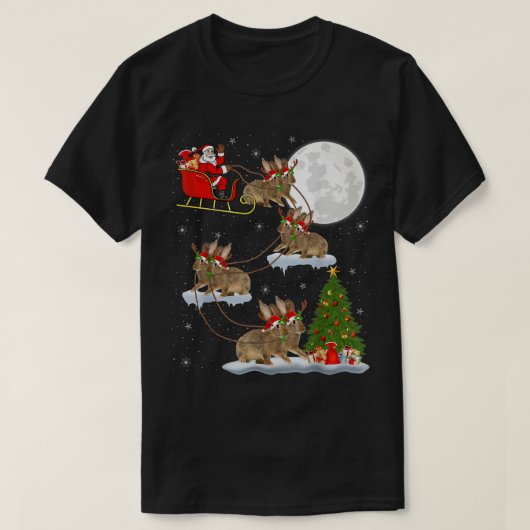 Funny Xmas Lighting Tree Santa Riding Rabbit Chris T-shirt (Design voorkant)