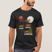 Funny Xmas Lighting Tree Santa Riding Rooster Bird T-shirt (Voorkant)