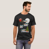 Funny Xmas Lighting Tree Santa Riding Salmon Fish T-shirt (Voorkant volledig)