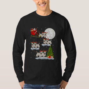 Funny Xmas Lighting Tree Santa Riding Westie T-shirt