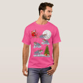 Funny Xmas Lighting Tree Santa Riding Wolf Christm T-shirt (Voorkant volledig)