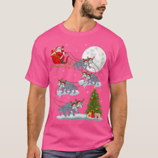 Funny Xmas Lighting Tree Santa Riding Wolf Christm T-shirt