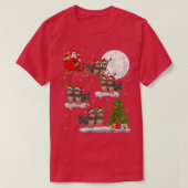 Funny Xmas Lighting Tree Santa Riding Yorkie Chris T-shirt (Design voorkant)
