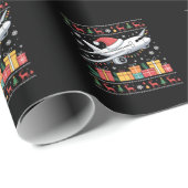 Funny Xmas Lighting Tree Santa Ugly Airplane  Cadeaupapier (Rol Hoek)