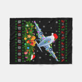 Funny Xmas Lighting Tree Santa Ugly Airplane Chris Fleece Deken (Voorkant (Horizontaal))