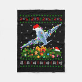 Funny Xmas Lighting Tree Santa Ugly Airplane Chris Fleece Deken (Voorkant)