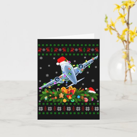 Funny Xmas Lighting Tree Santa Ugly Airplane Chris Kaart (Gele Bloem)